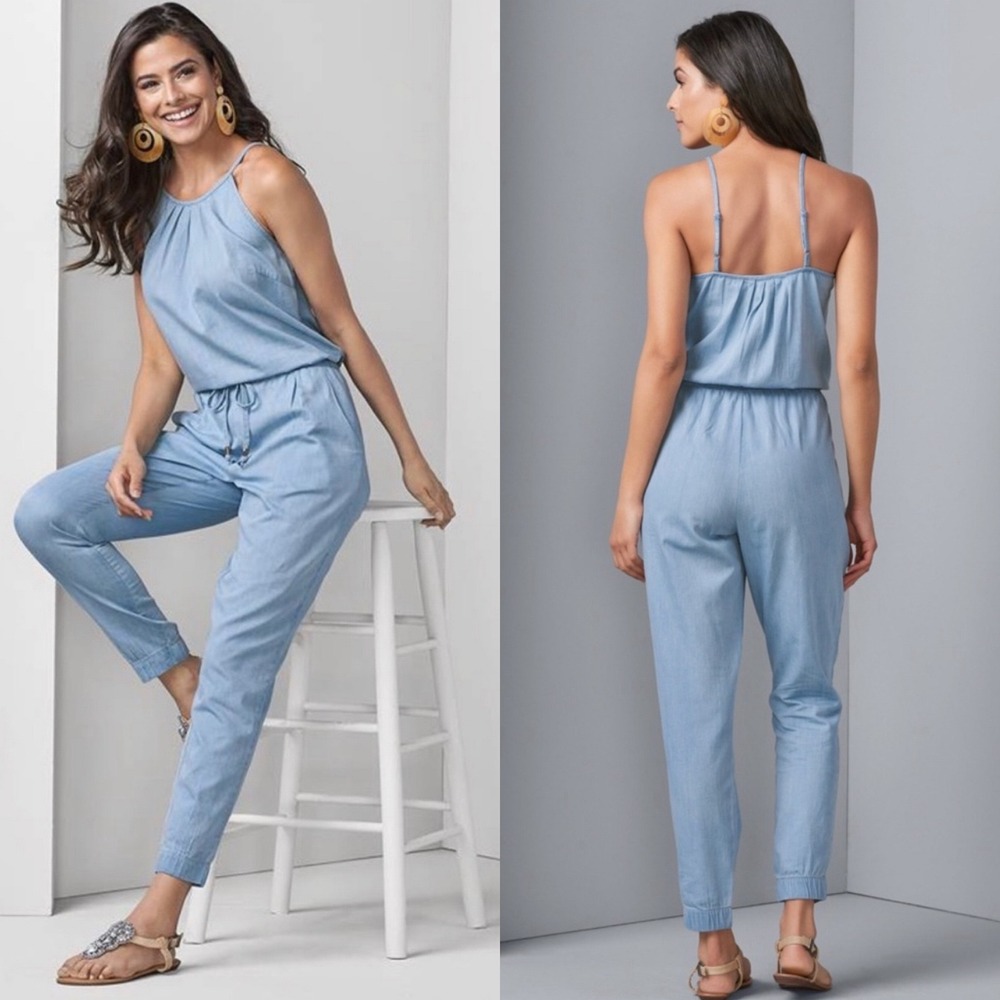 Venus Jumpsuit Drawstring Waist Sleeveless‎ Casual Comfy Blue Size 10